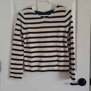 NWT LOFT Striped Lace Up Sweater